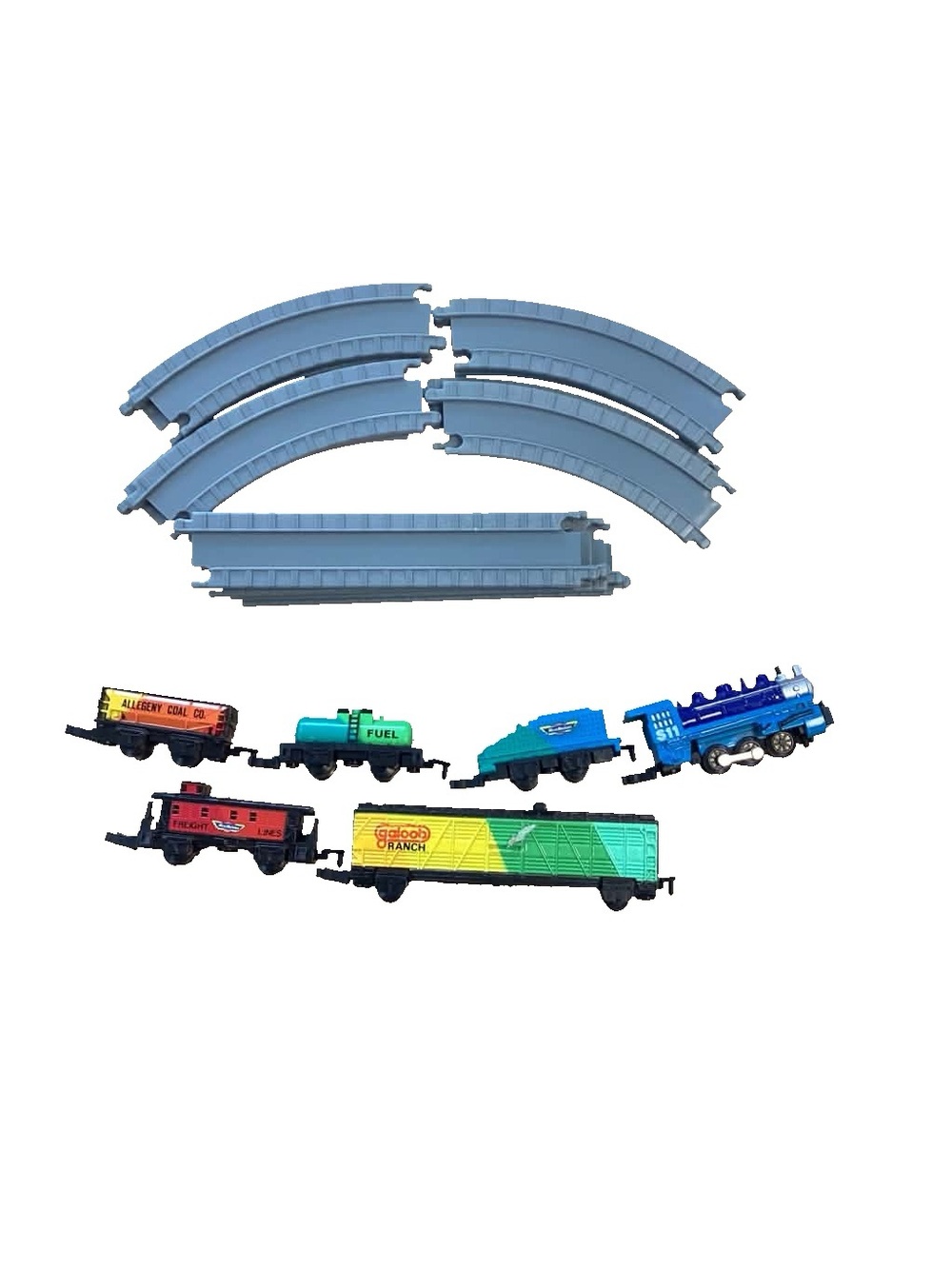 : Vintage Galoob Micro Machines Train Set Lot - Locos, Boxcars, Track